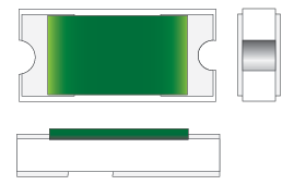 illustration of Wraparound Chip Resistors One Extended Mounting Pad castellations